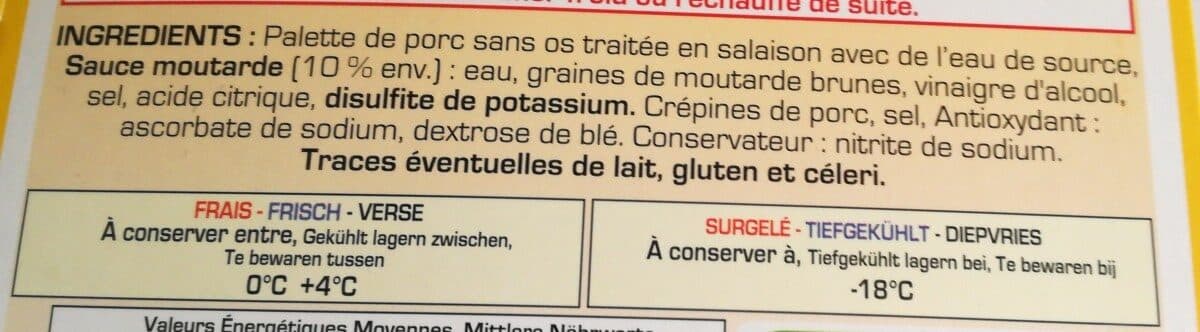Open Food Facts L'authentique Palette à la Diable Rôtie d'Alsace packshot