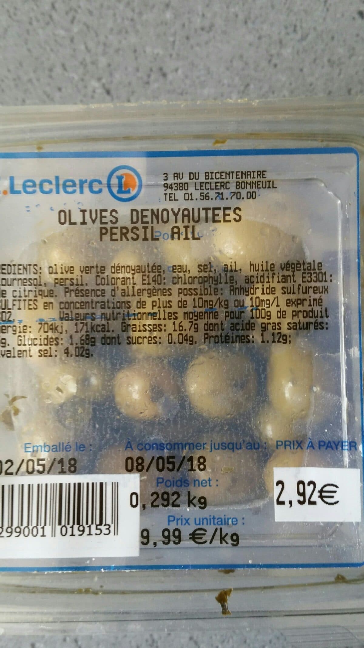 Open Food Facts Olives dénoyautées persil ail packshot