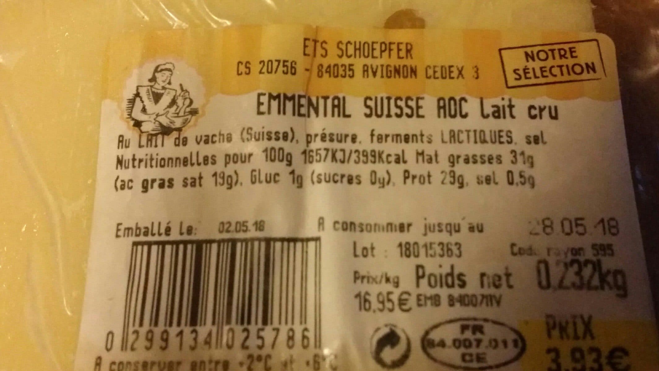 Open Food Facts Emmental suisse aoc lait cru packshot