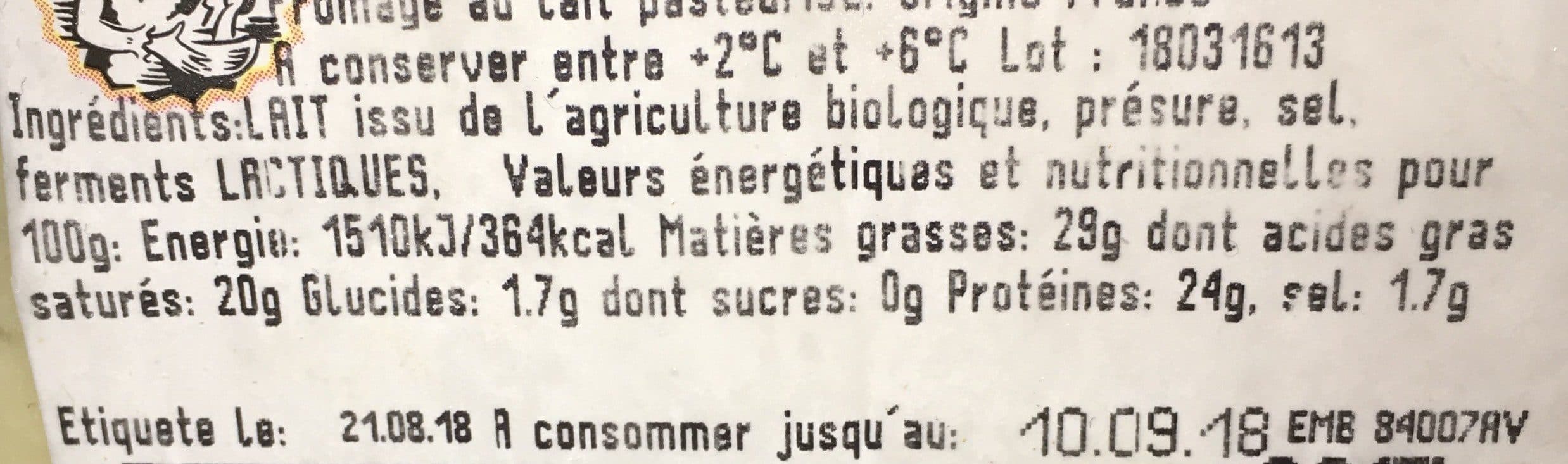 Open Food Facts Cantal Jeune Bio packshot