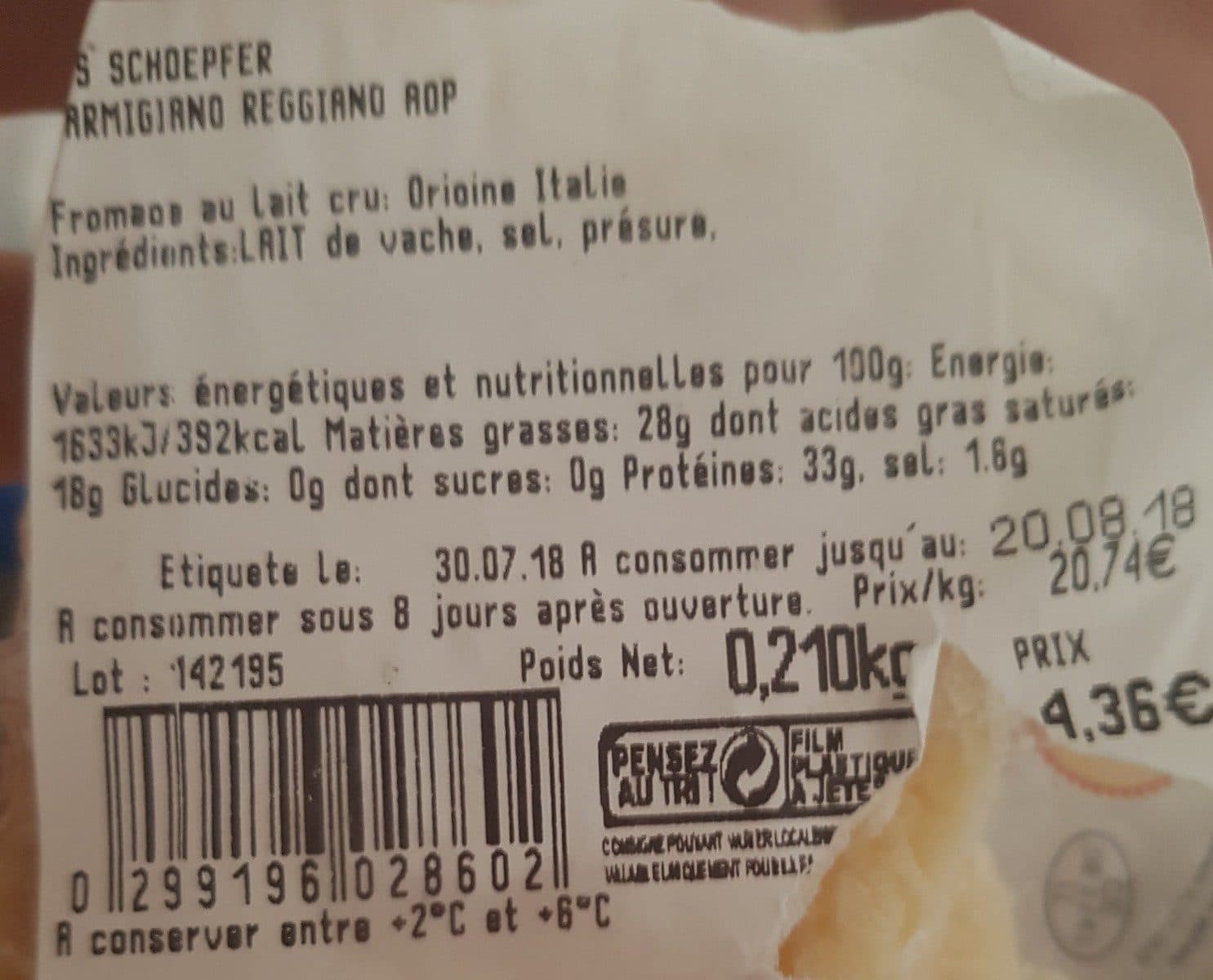 Open Food Facts Parmesan packshot