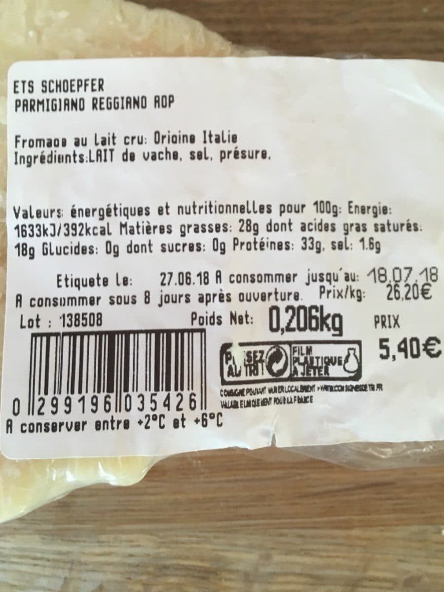 Open Food Facts Parmigiano reggiano packshot