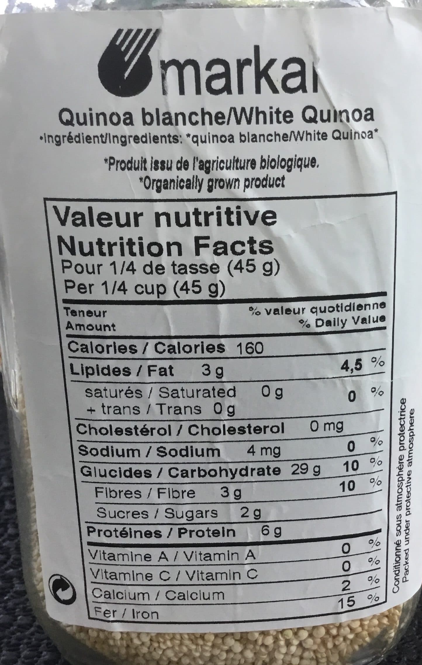 Markal Quinoa Blanche Biologique packshot