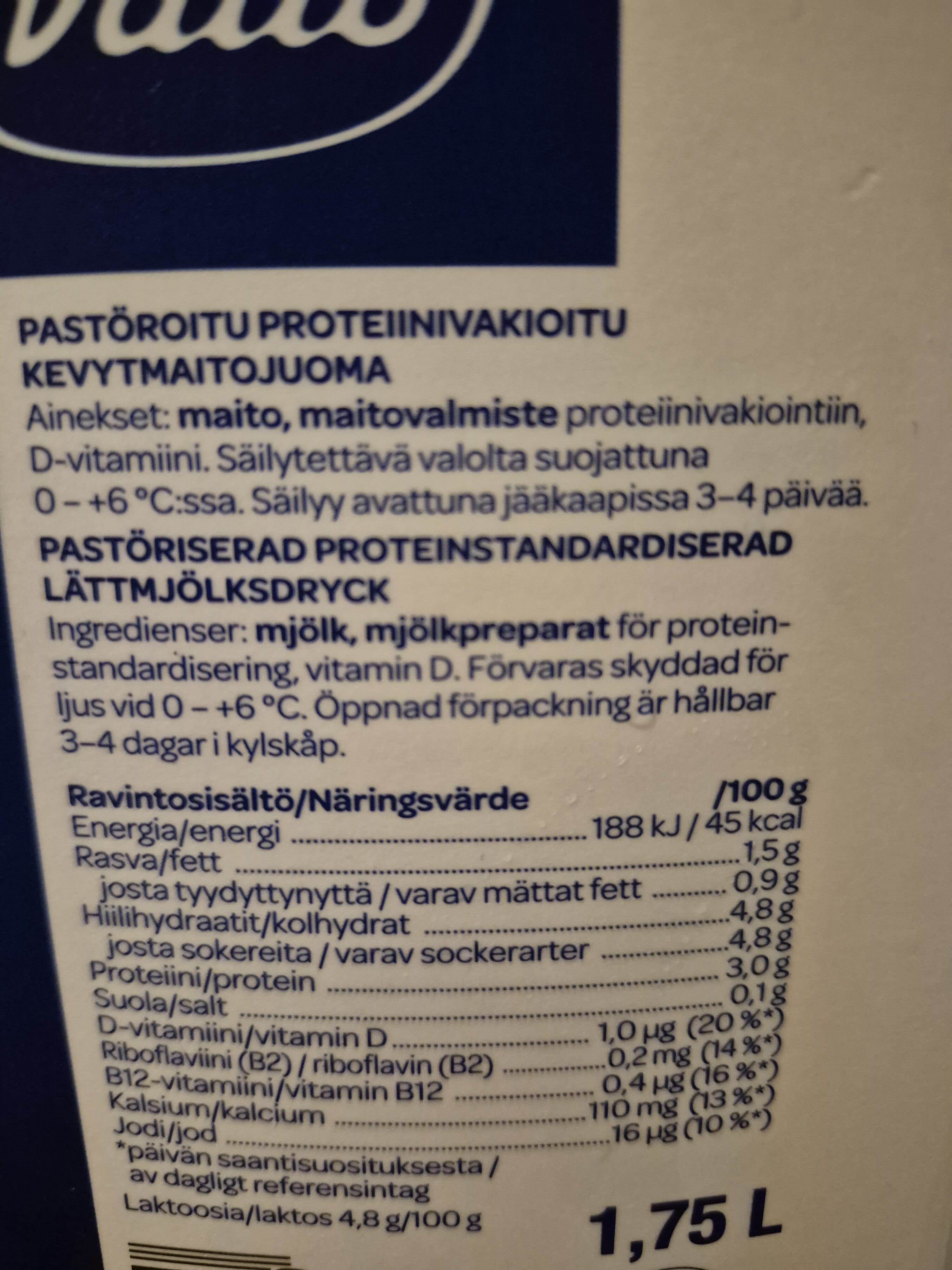 Valio Kevyt maito packshot