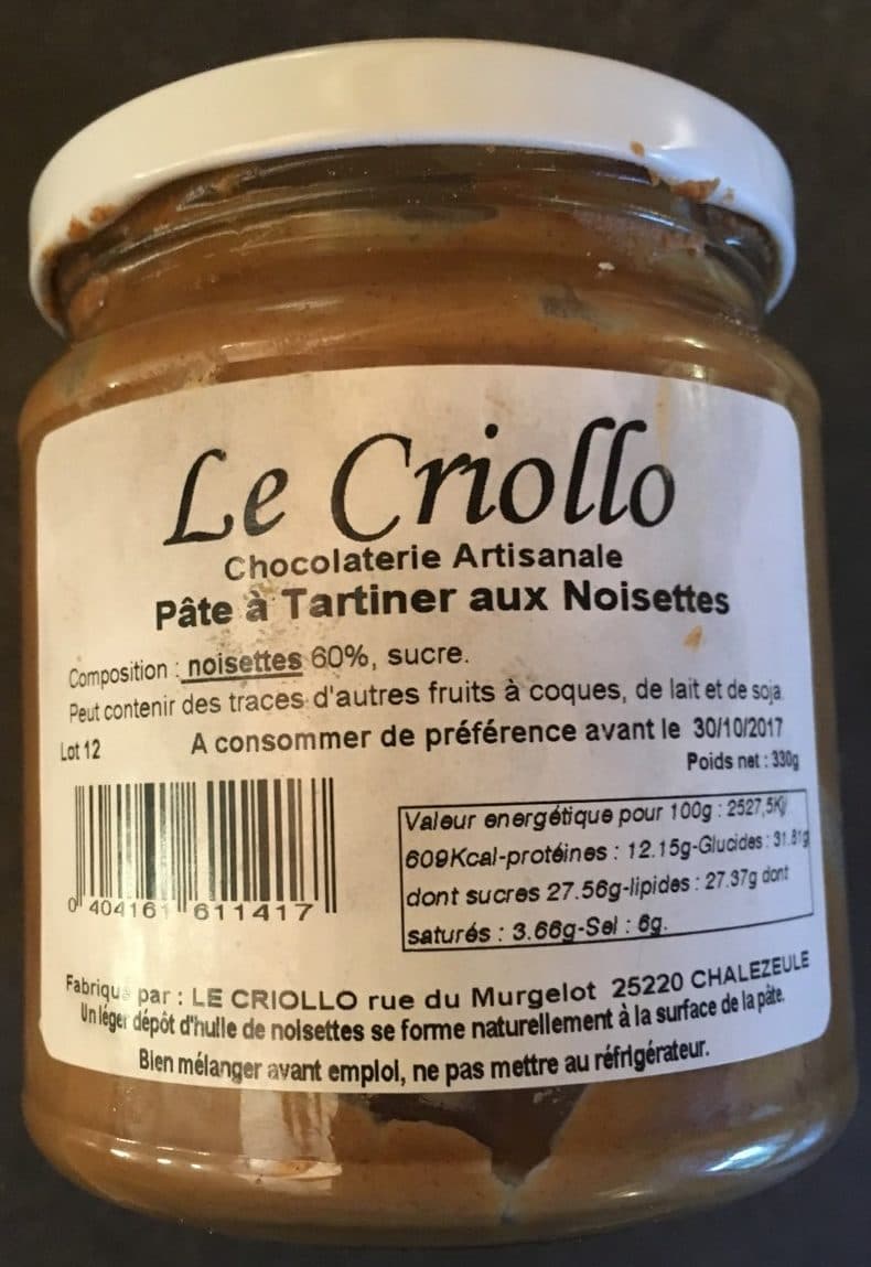 Le Criollo Pâte à Tartiner aux Noisettes packshot
