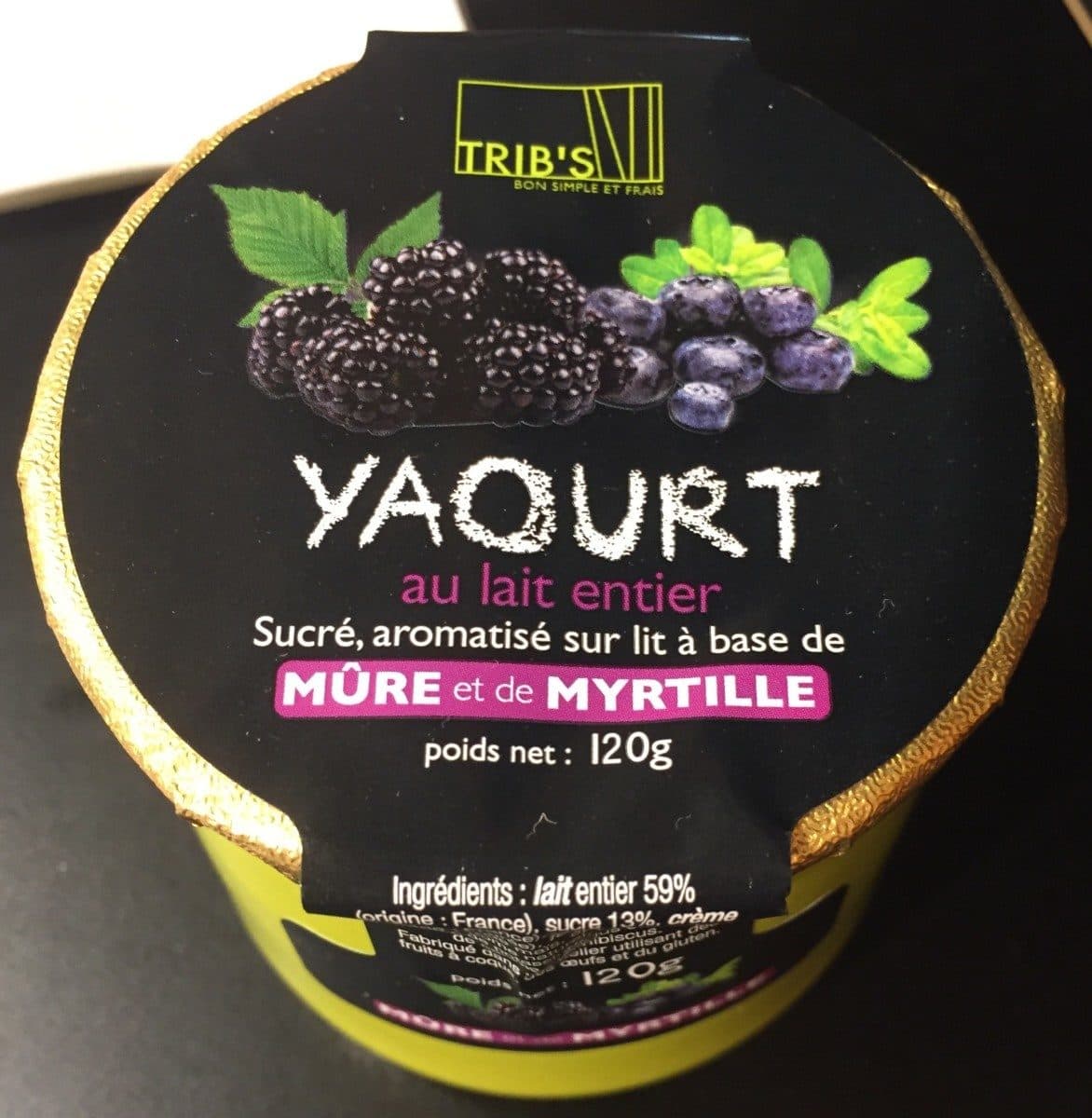 Open Food Facts Yaourt au lait entier mûre et myrtille packshot