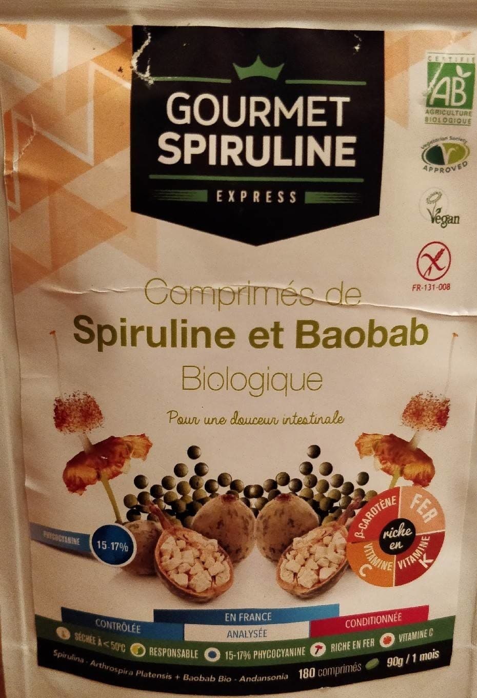 Gourmet Spiruline Comprimés Spiruline et Baobab packshot