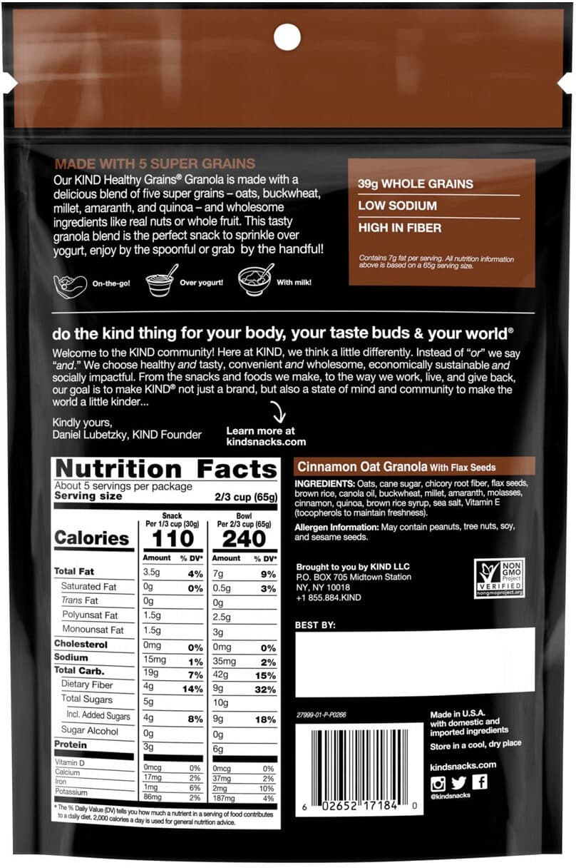 KIND Cinnamon Oat Granola with Flax Seeds packshot