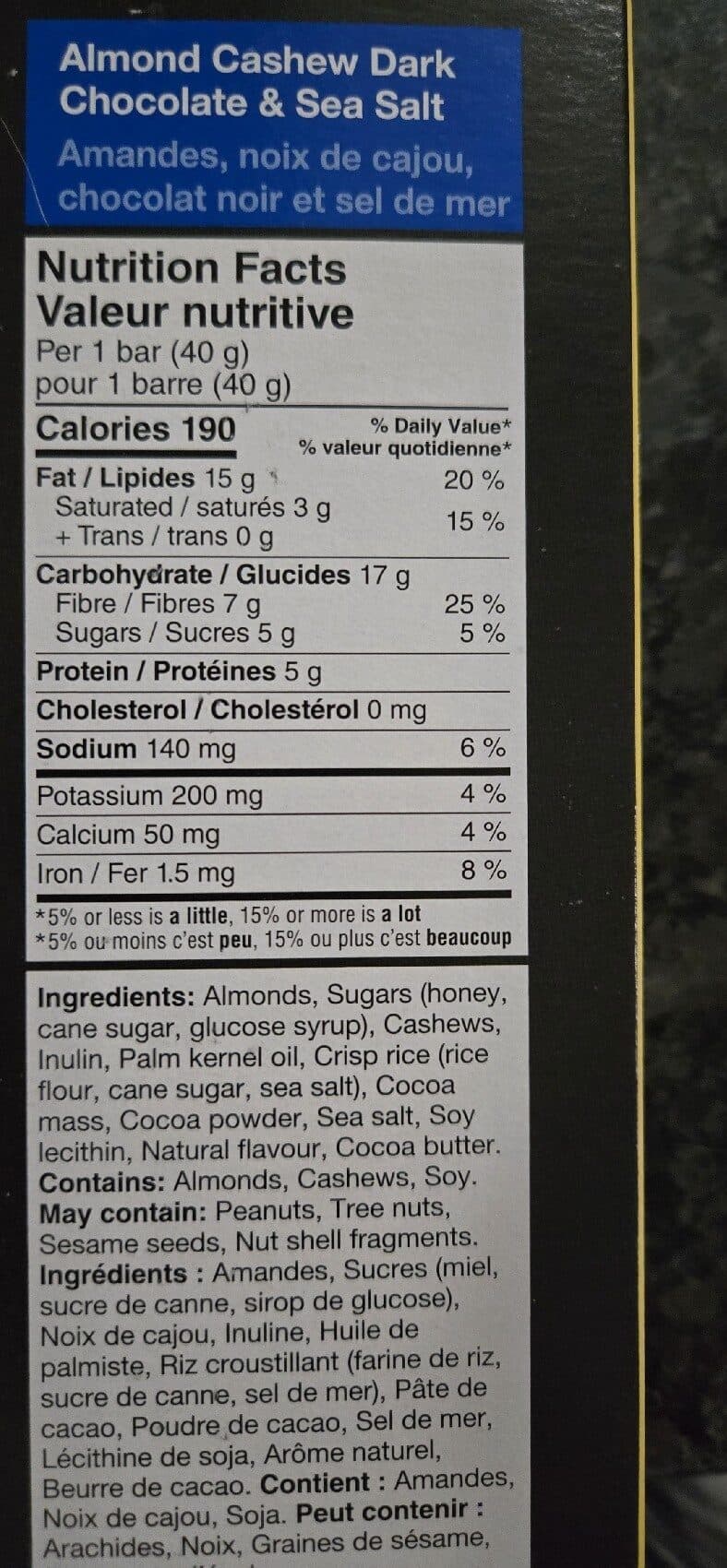 Kind KIND Almond Cashew Dark Chocolate & Sea Salt packshot