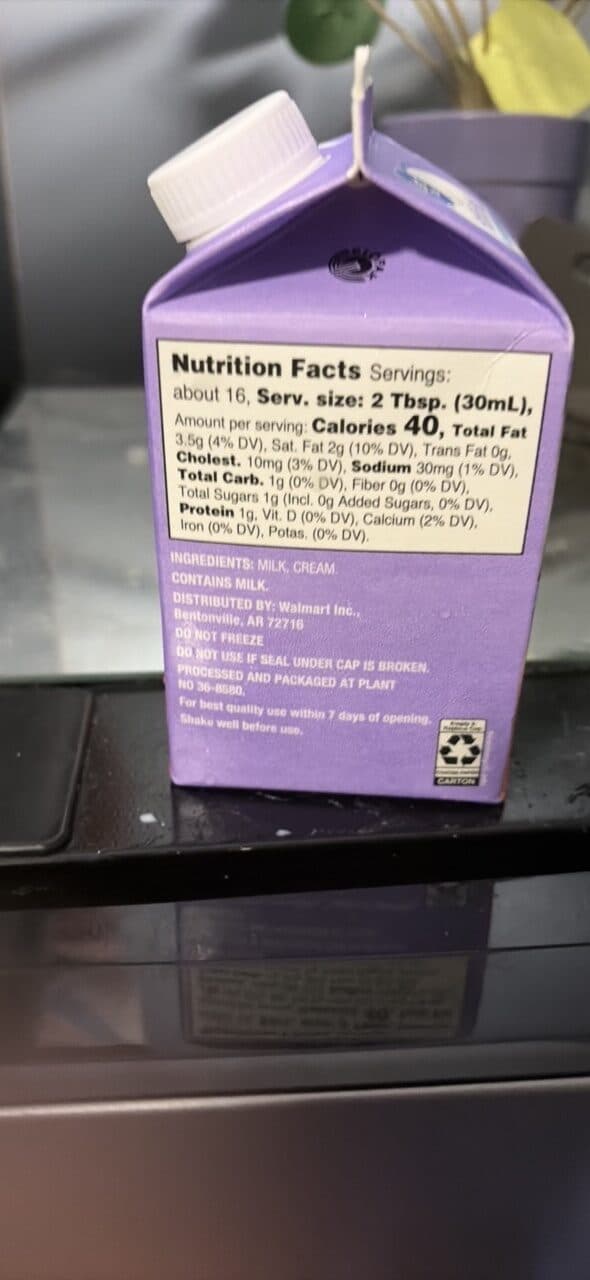Great Value Half & Half packshot
