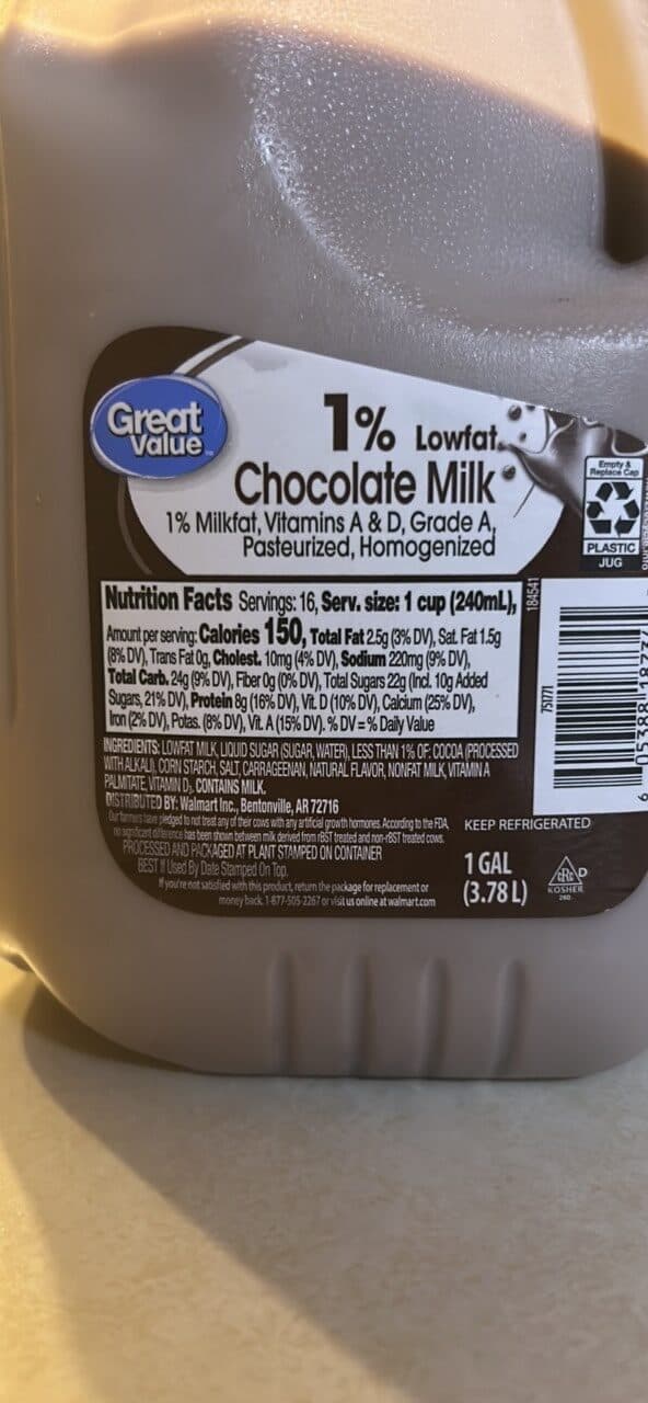Great Value Chocolate Milk packshot