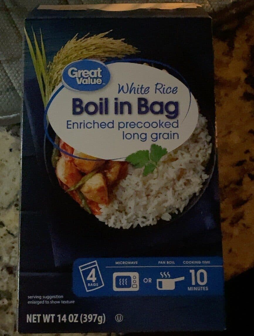 Great Value White Rice Boil in Bag Enriched precooked long grain packshot