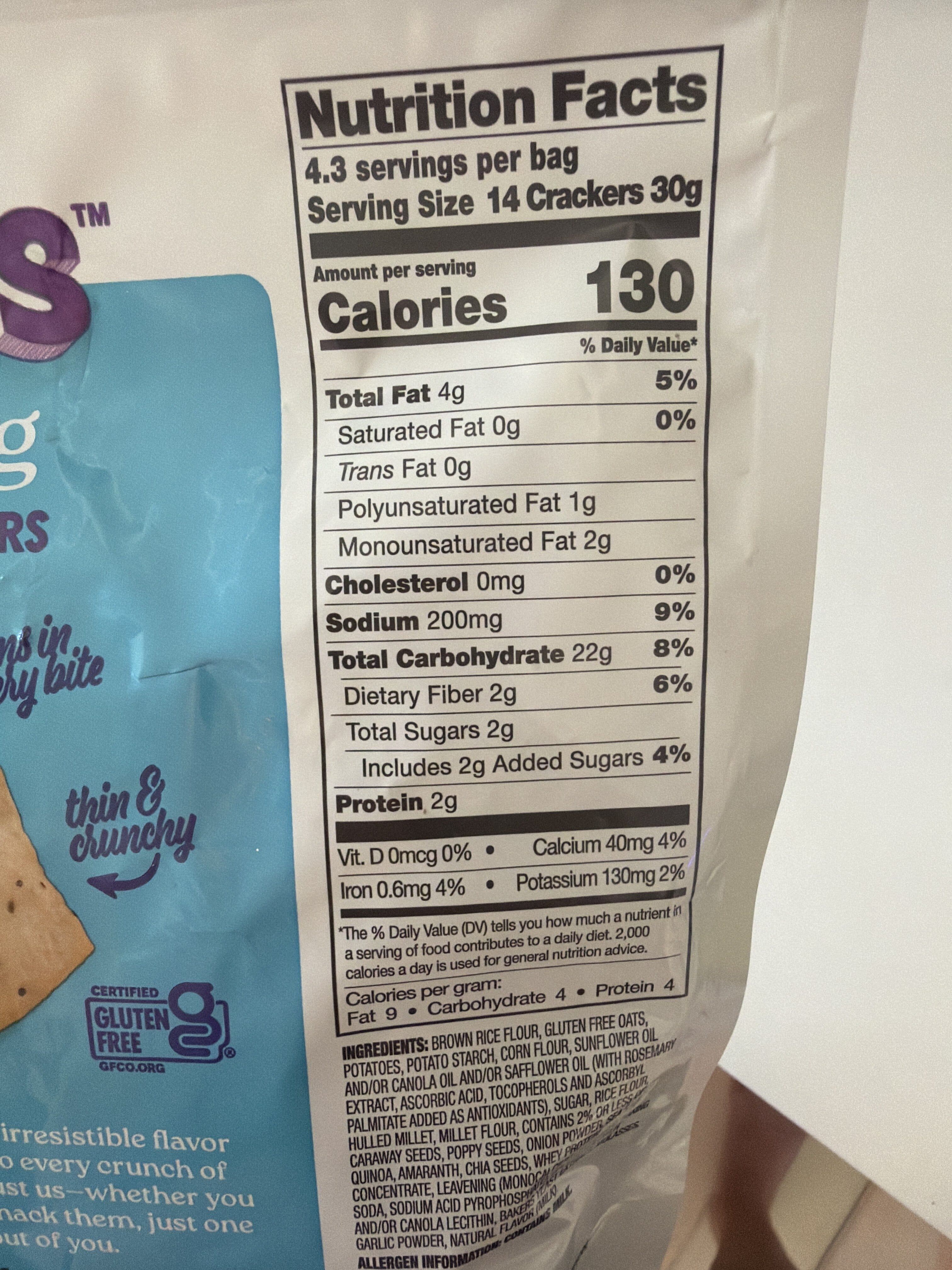 Milton's Everything Gluten Free Crackers packshot