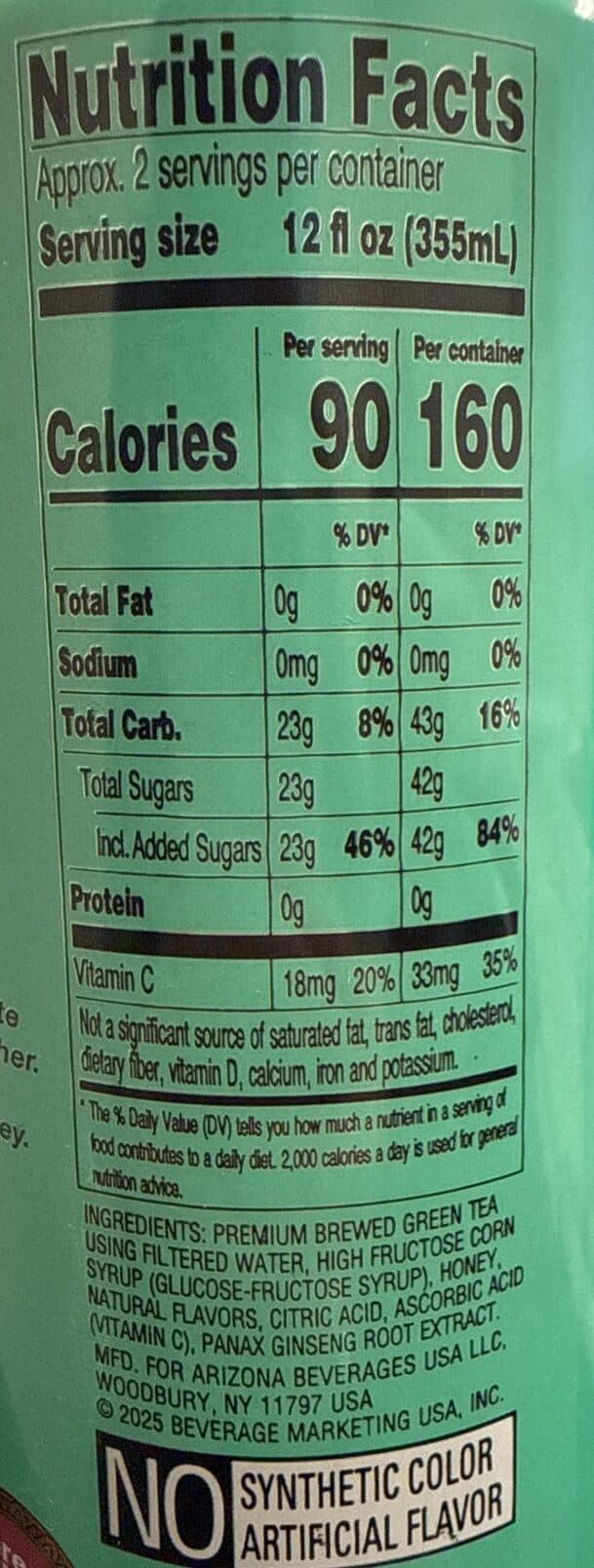 Arizona Green Tea with Ginseng and Honey packshot