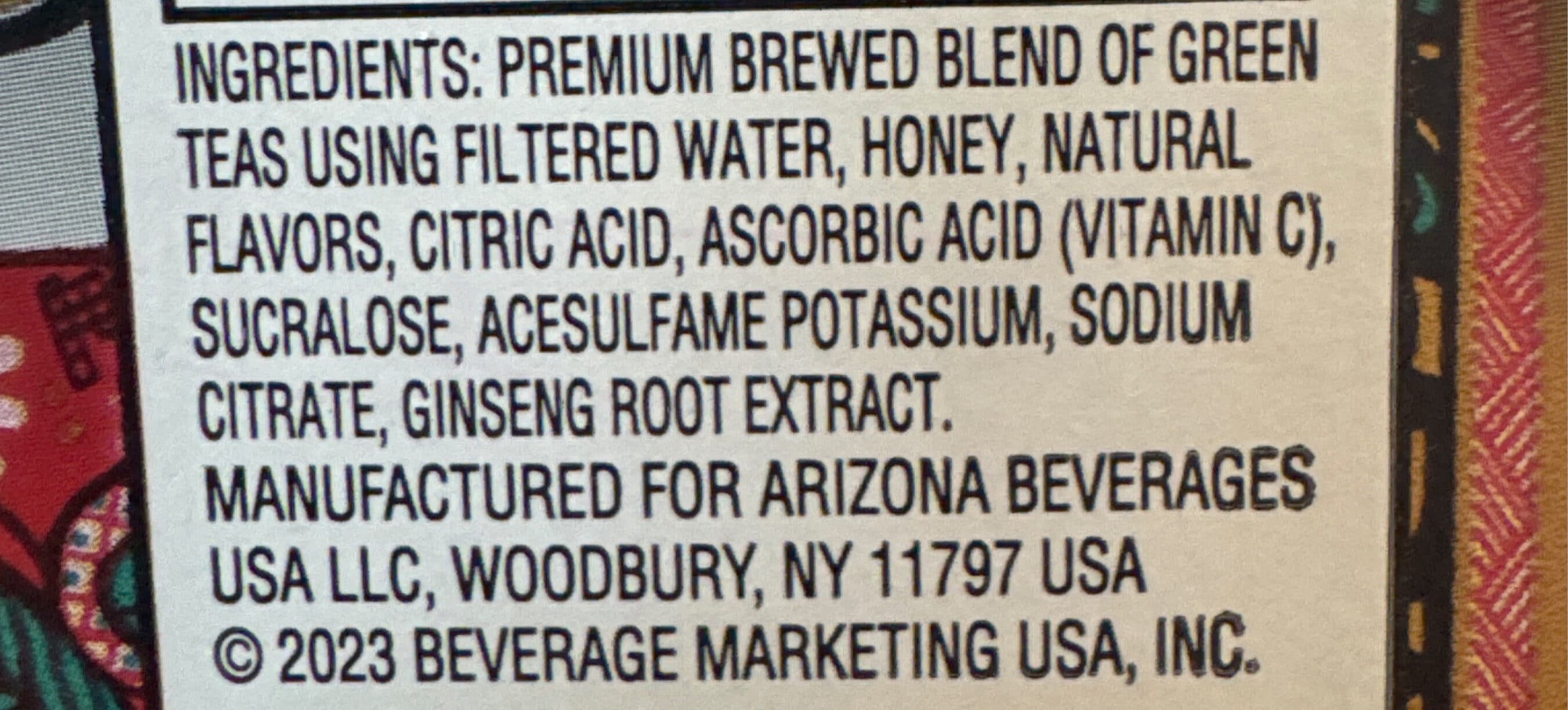 Arizona Zero Calorie Green Tea With Ginseng packshot