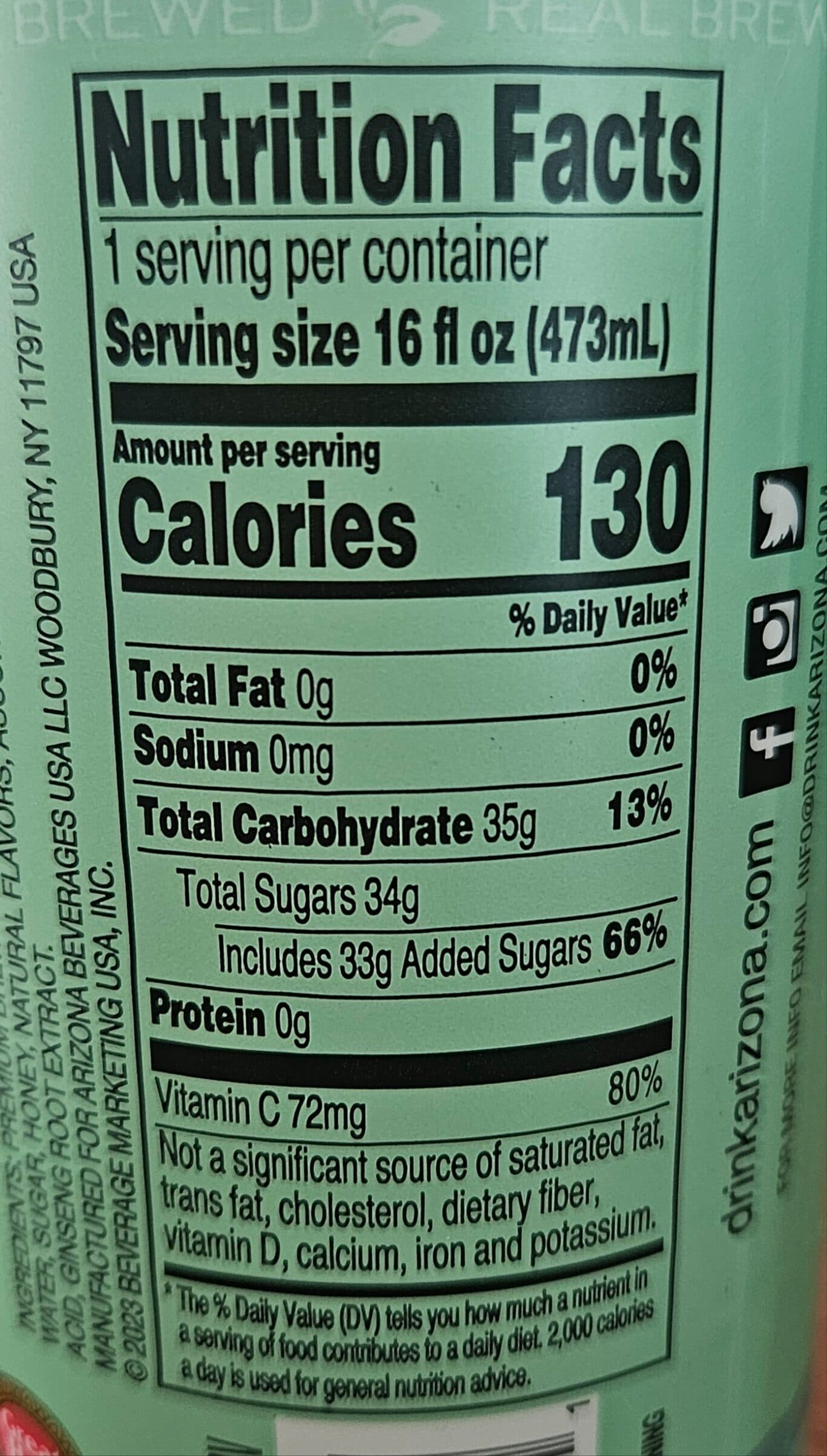 AriZona Arizona Green Tea With Ginseng And Honey packshot