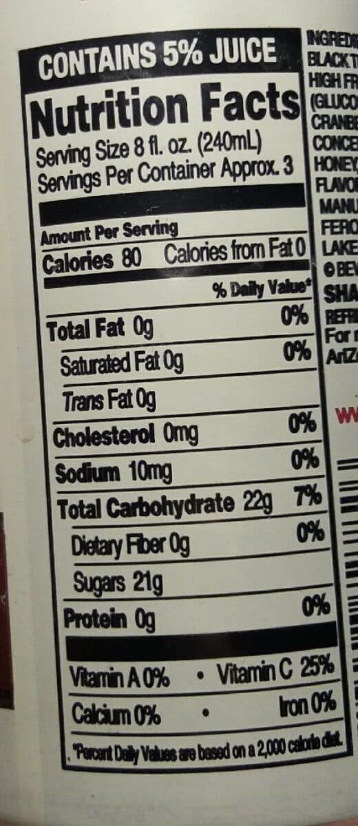 Arizona Iced Tea with Cranberry Juice packshot
