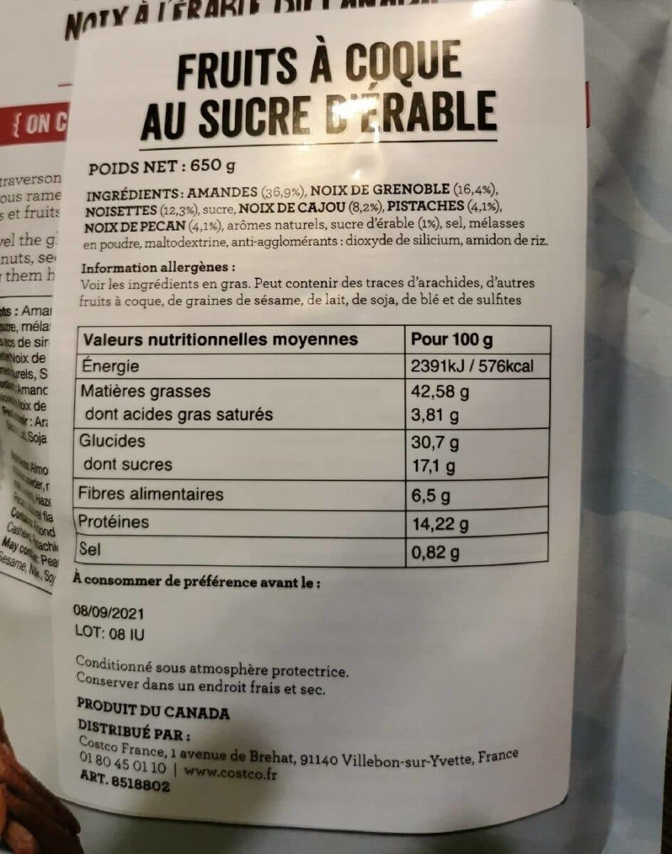 Bassé Noix à l'érable du canada packshot