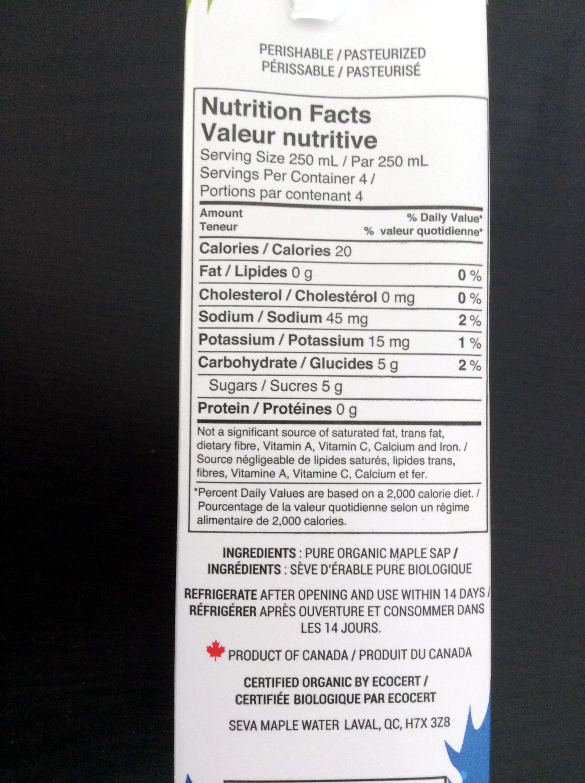 Seva Pure maple water packshot