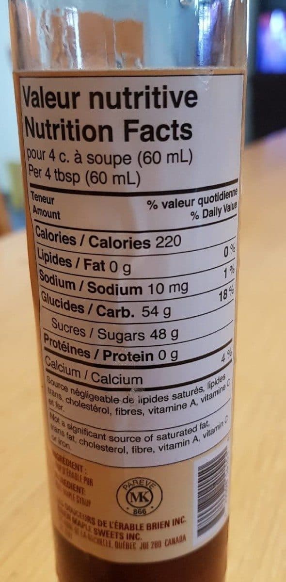 Open Food Facts Sirop d'érable packshot