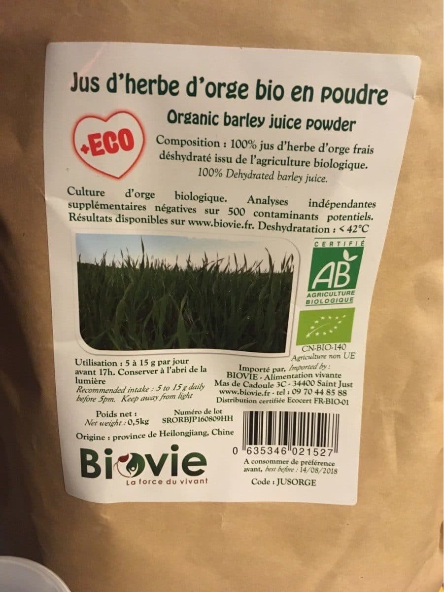 Open Food Facts Jus d'herbe d'orge bio en poudre packshot