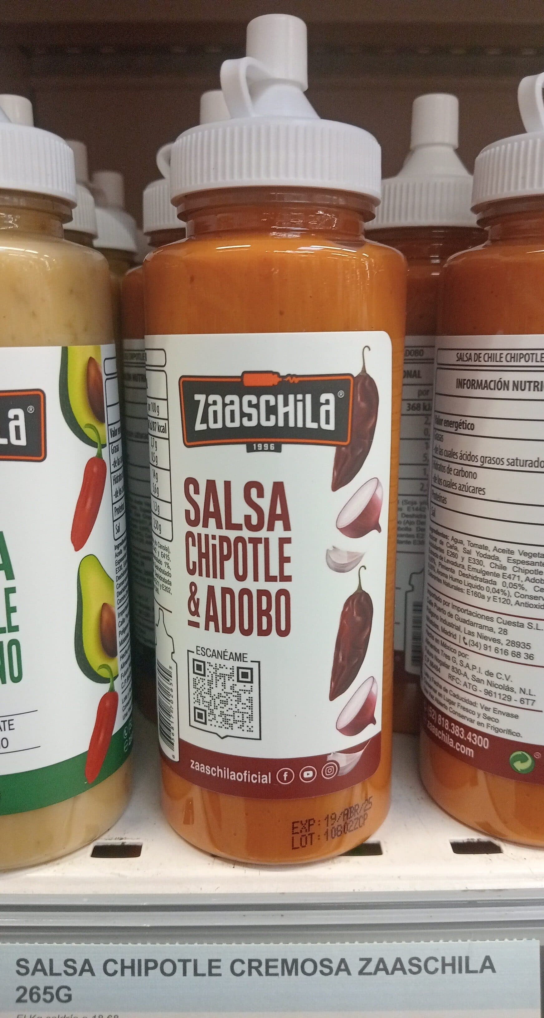 Alimentos Tres G S.A. De C.V. SALSA CHIPOTLE CREMOSA ZAASCHILA packshot