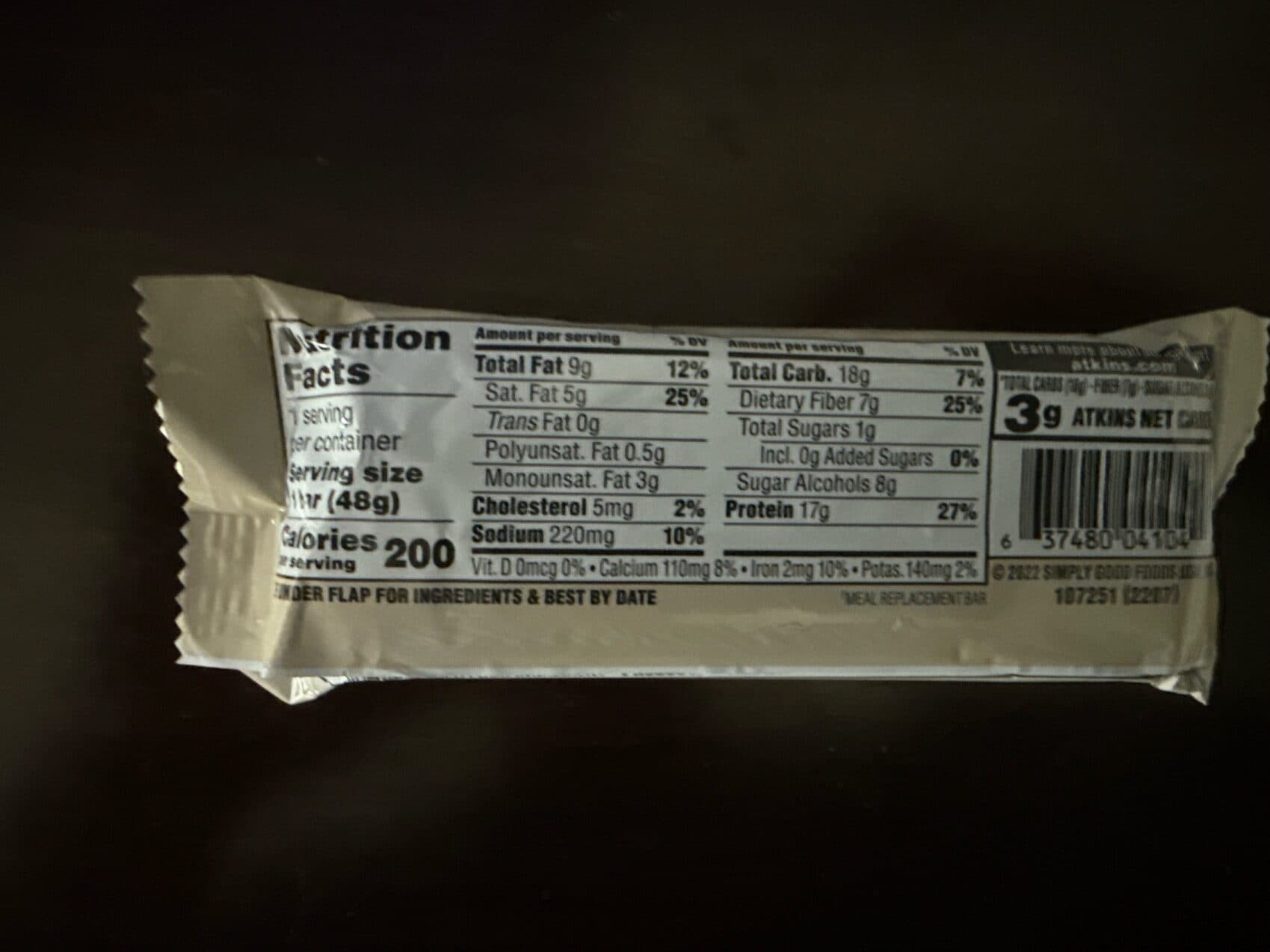 ATKINS High protein bar CHOCOLATE CHIP GRANOLA packshot