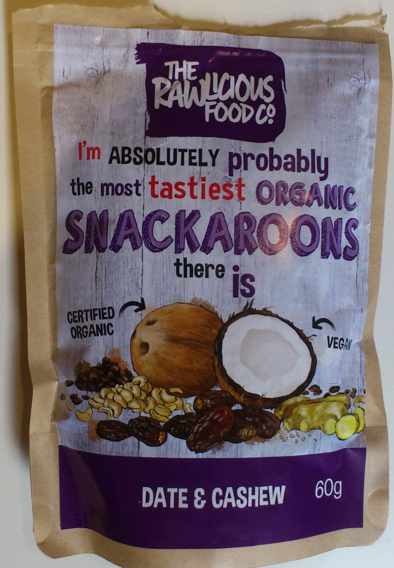 The Rawlicious Food Company Cookies Noix de Coco, Dattes et Noix de Cajou packshot