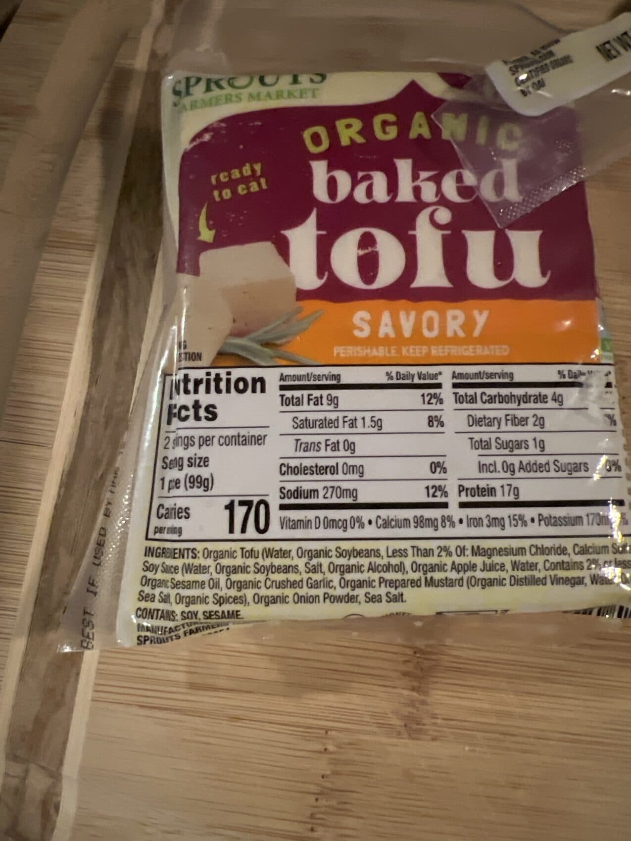 Sprouts Organic baked tofu savory - Sprouts Farmers Market packshot