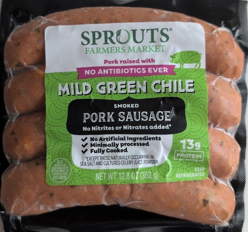 Sprouts Mild Green Chile Smiked Pork Sausage packshot
