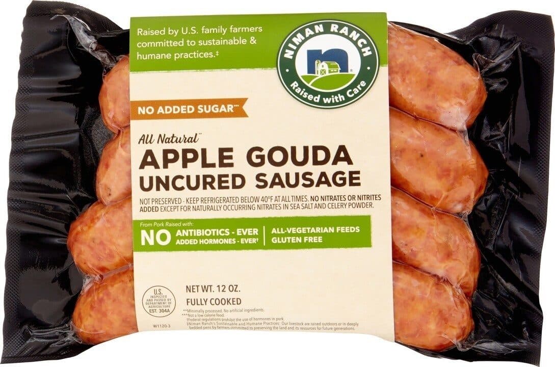 NIMAN RANCH APPLE GOUDA UNCURED SAUSAGE packshot