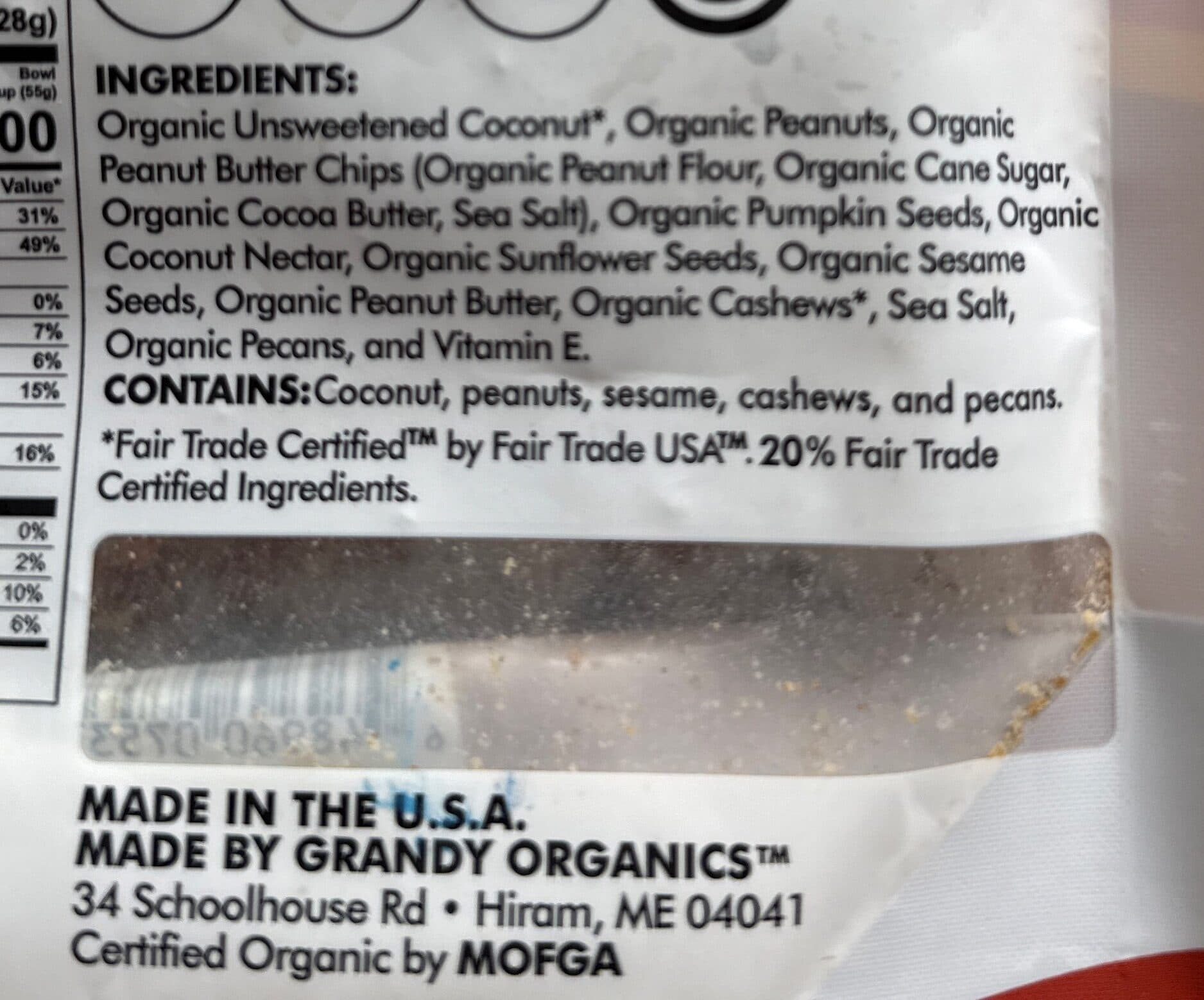 Grandy Organics Dark Chocolate Sea Salt Granola packshot