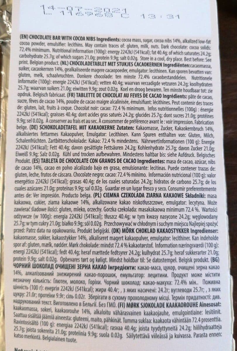 Open Food Facts Belgian dark chocolate packshot
