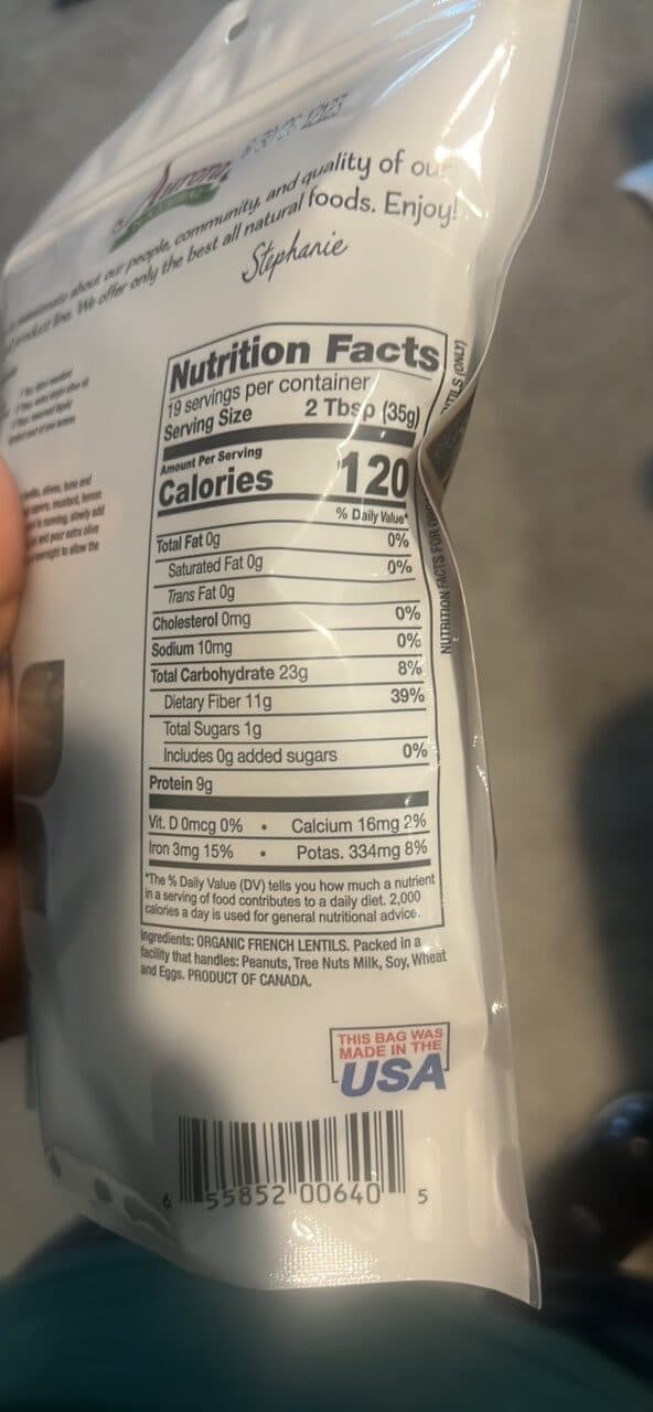 Aurora naturals Organic French Lentils packshot