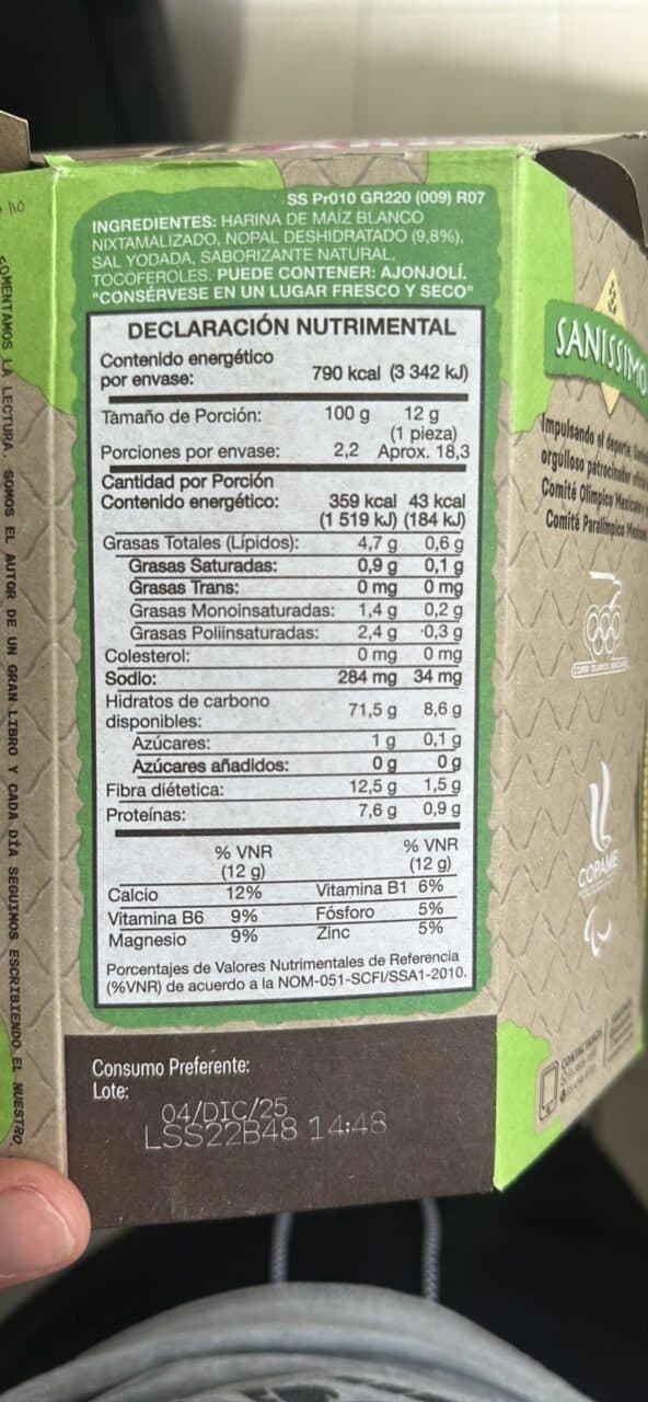 Sanissimo Tostadas Horneadas con Nopal packshot
