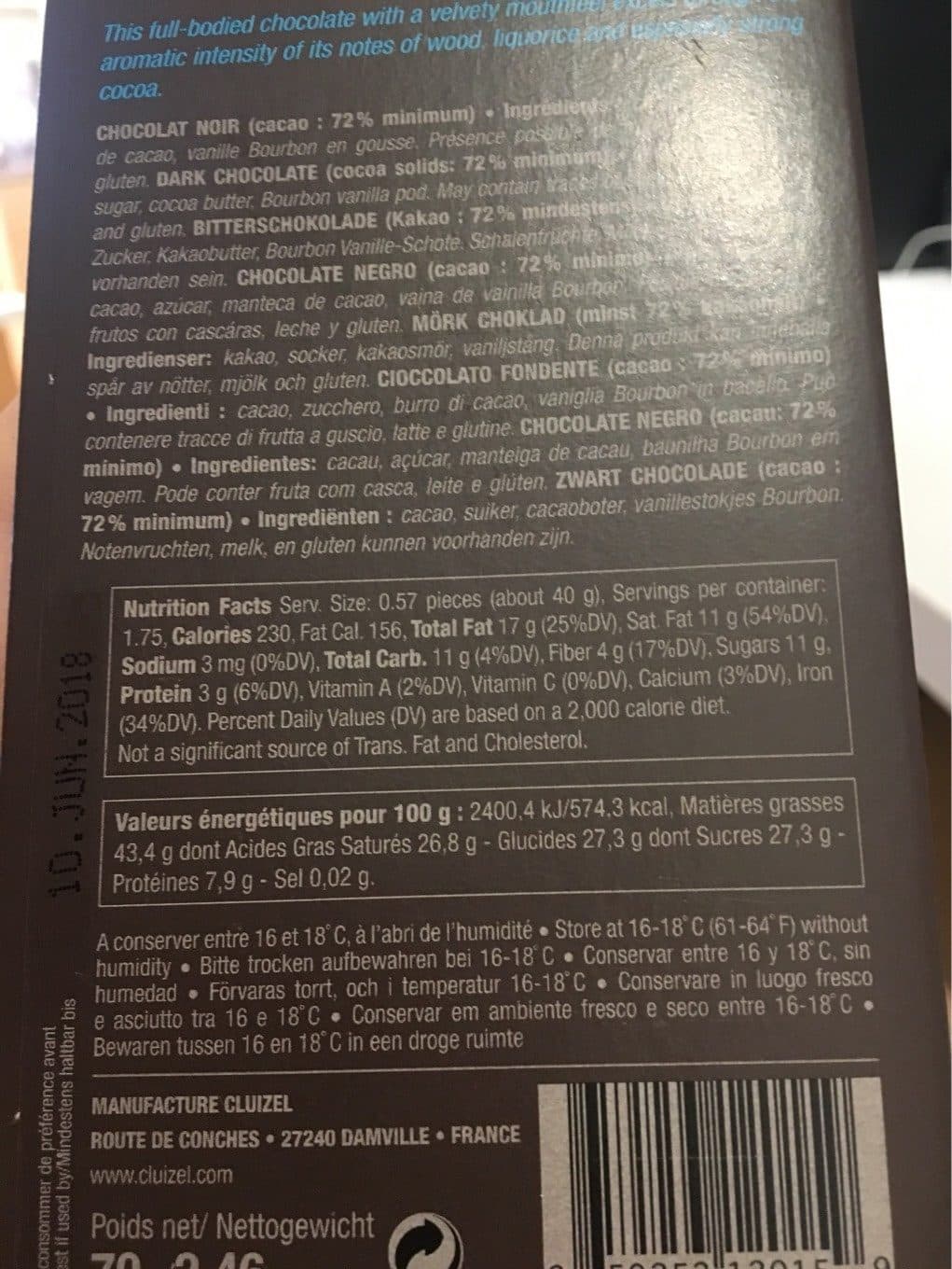 Michel Cluizel Chocolate bar noir packshot