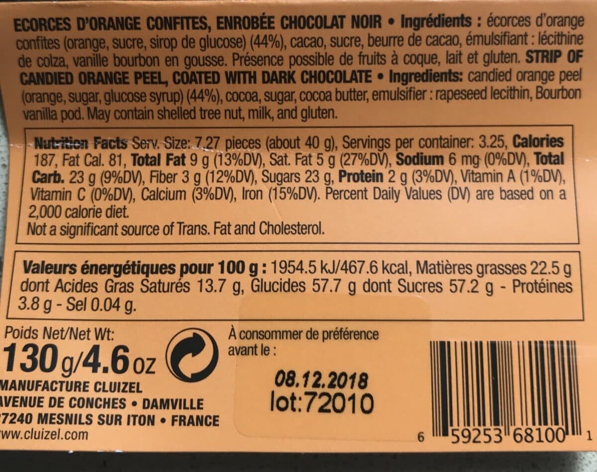 Open Food Facts Bâtonnets orange confite packshot