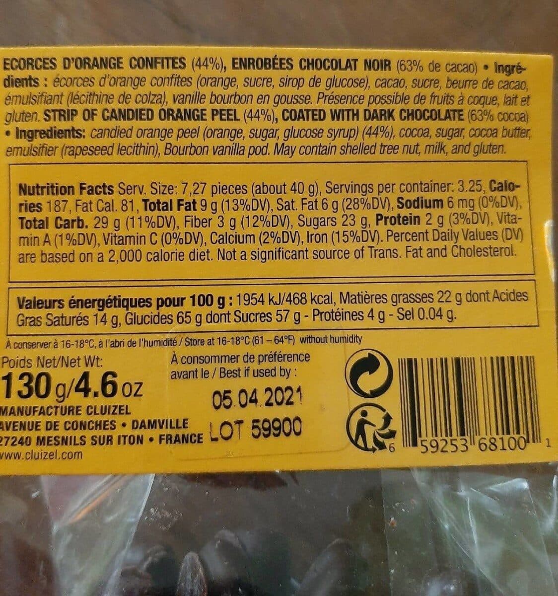 Open Food Facts Bâtonnets orange confite packshot