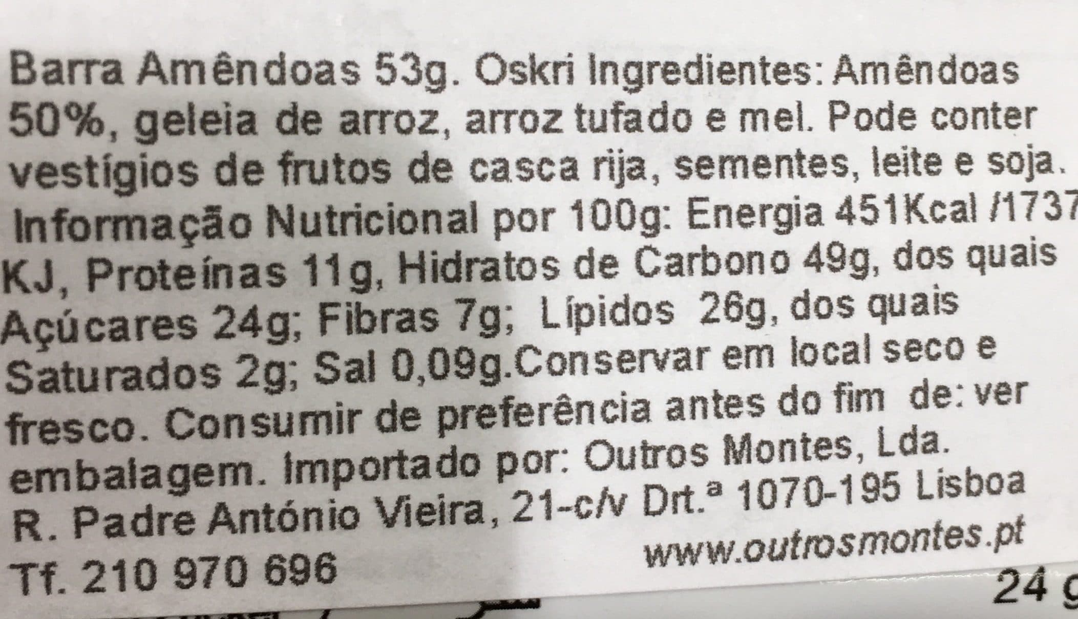 Oskri Almond Bar packshot