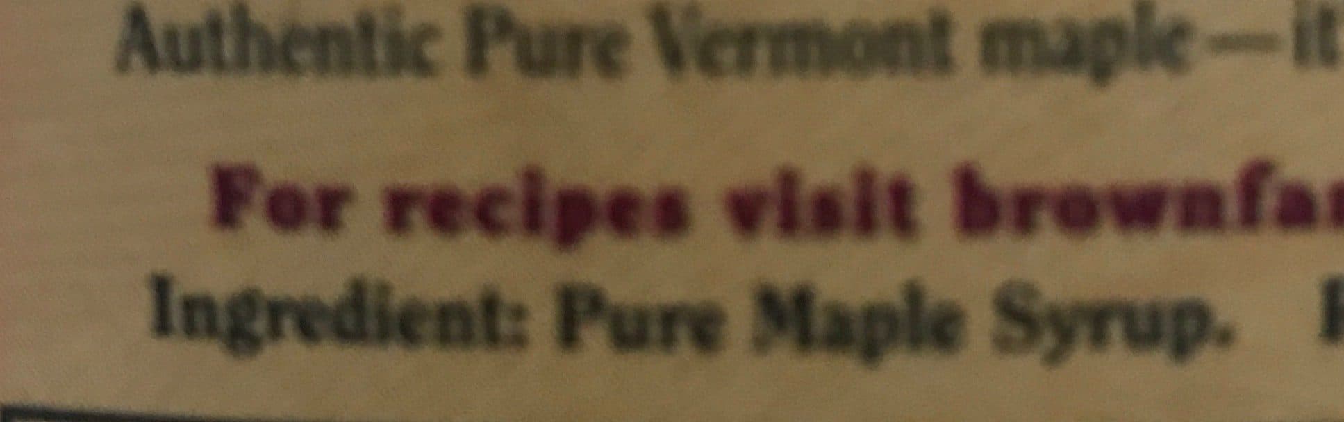 Brown Family Farm Grade A Dark Color, Robust Taste Pure Vermont Maple Syrup packshot
