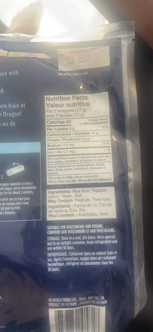Blue Dragon Spring Roll Wrappers packshot