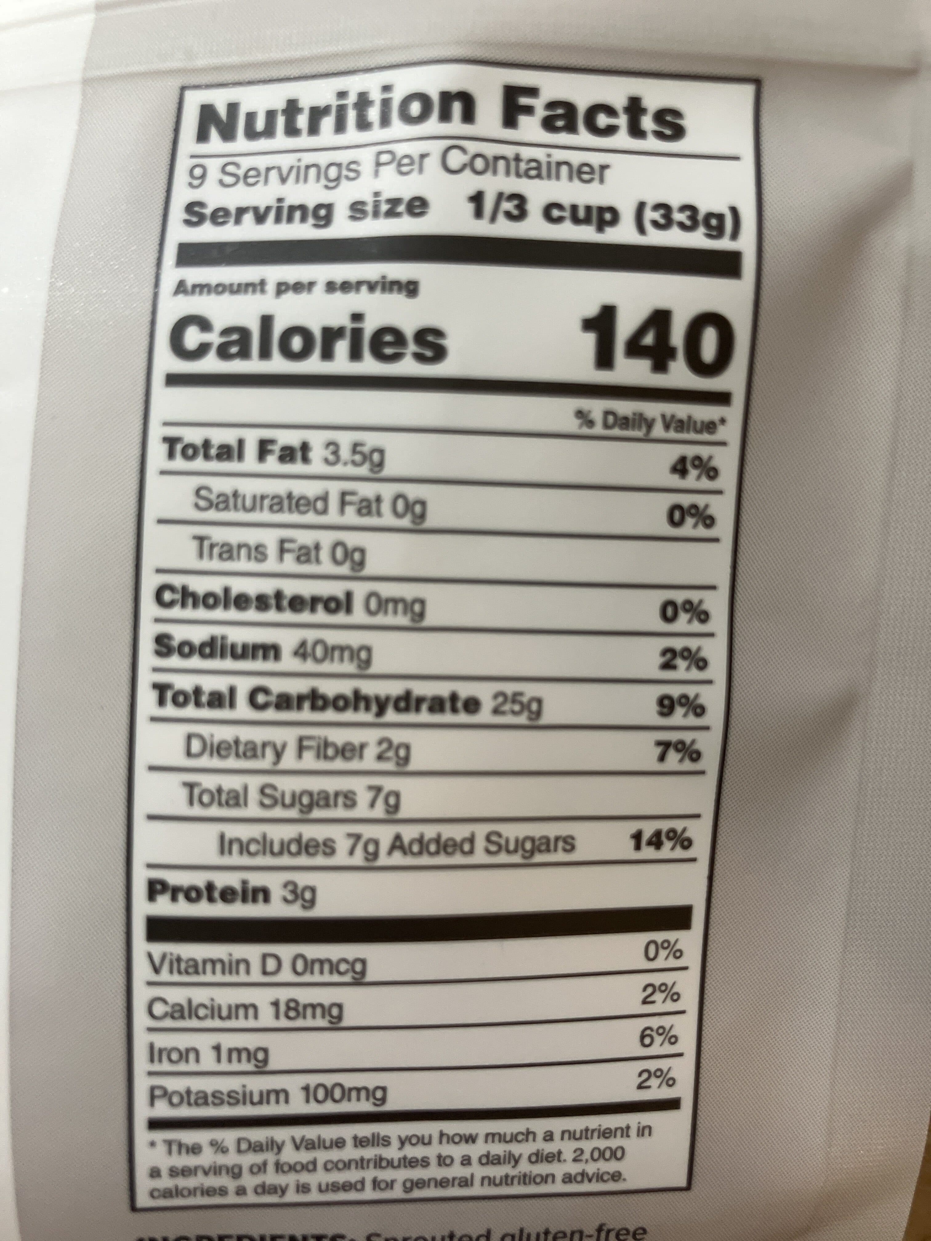 One Degree Organic Foods Organic Sprouted Cinnamon Flax Granola packshot