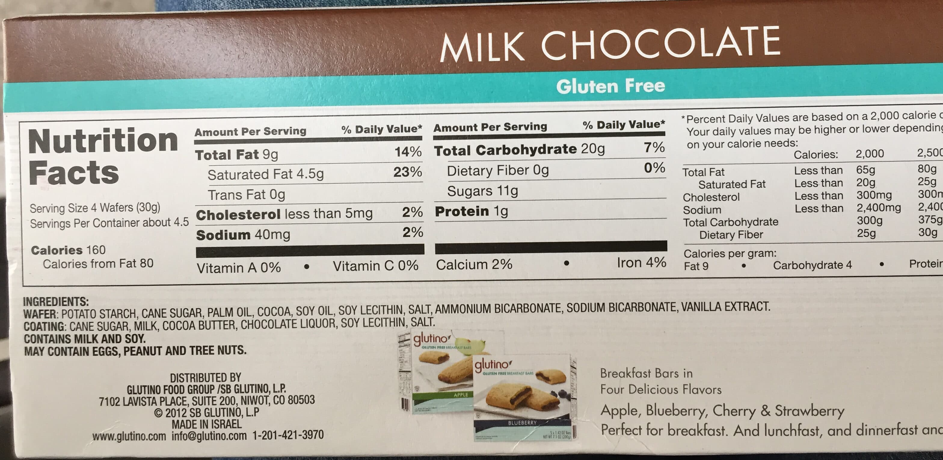 glutino GLUTEN FREE WAFERS chocolat au lait packshot