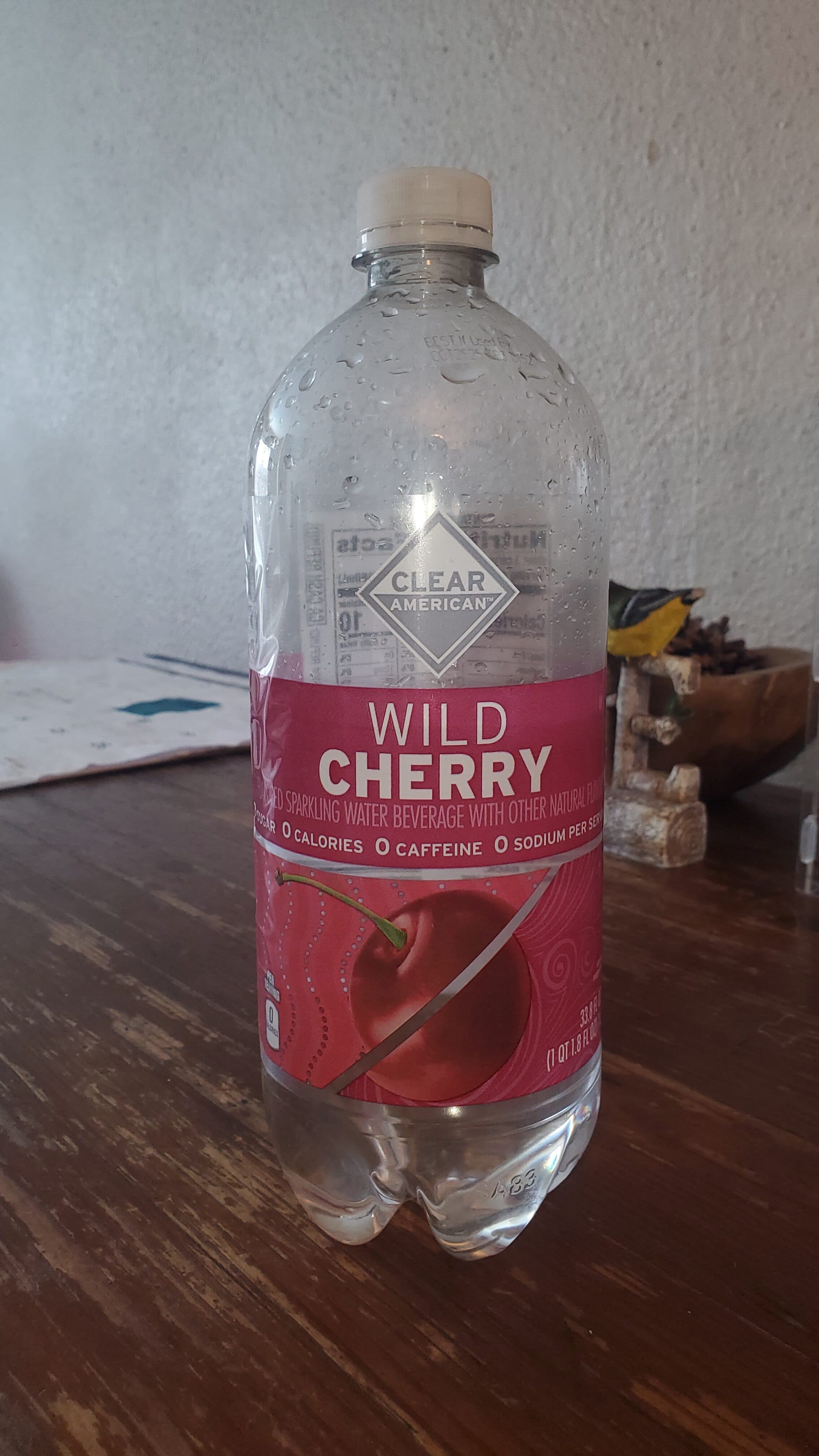 Clear American Wild cherry flavored sparkling water beverage, wild cherry packshot