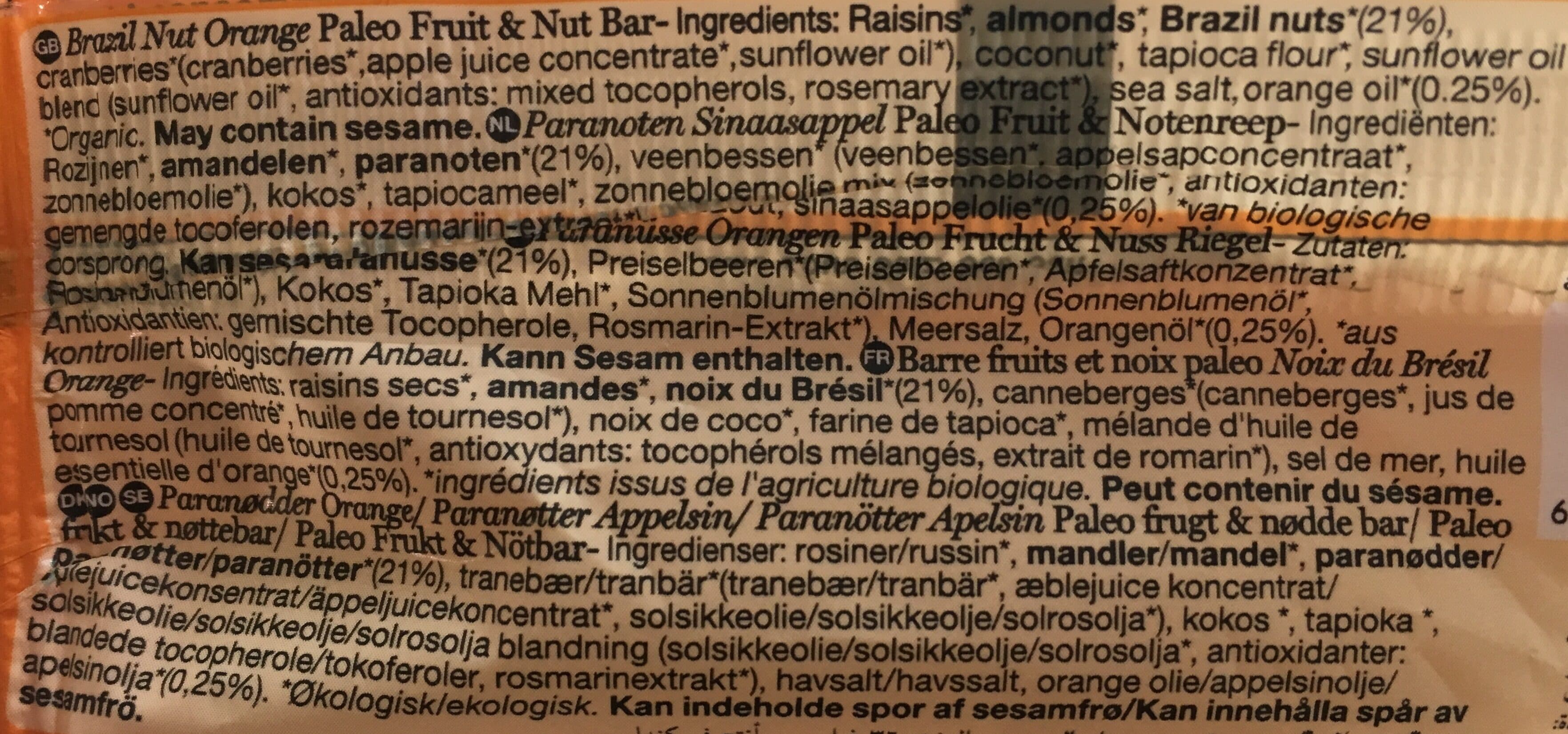 Madegood Organic Brazil Nut Orange Fruit and Nut Bar packshot