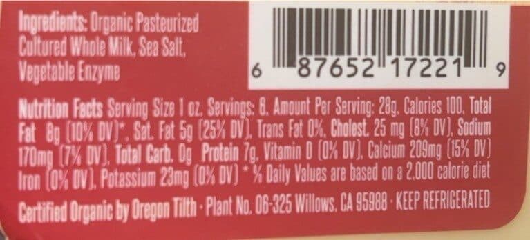 Sierra Nevada Cheese Co. Organic Creamy Jack Cheese packshot