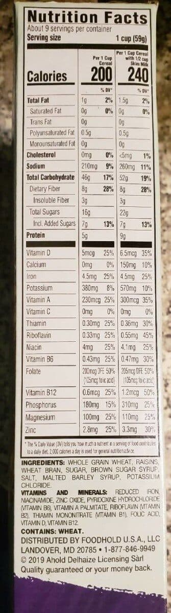 Foodhold Ahold raisin bran cereal packshot