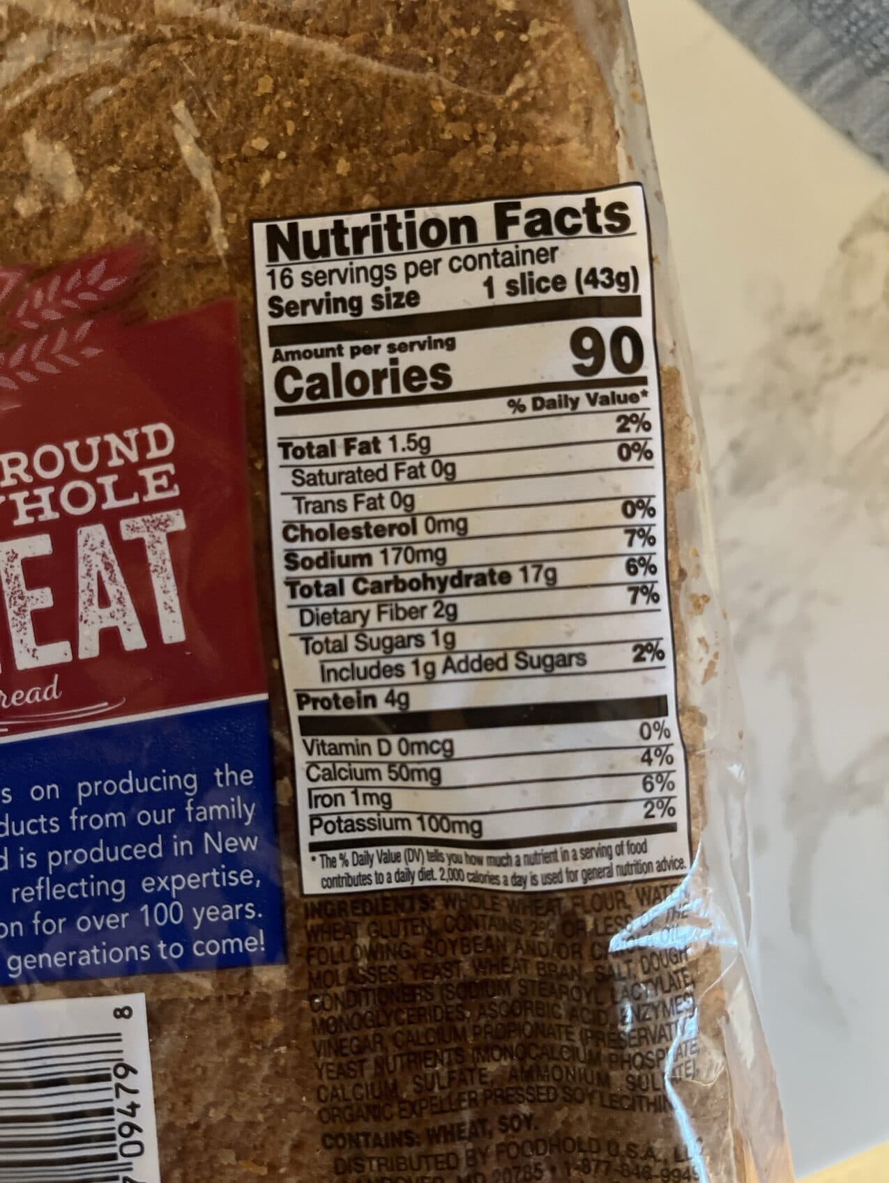 Ahold Stone ground 100% whole wheat bread packshot