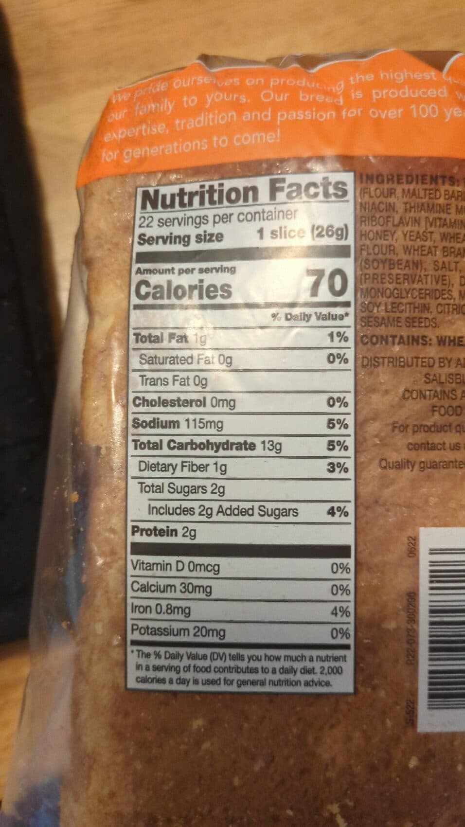 Ahold Honey Wheat Bread packshot