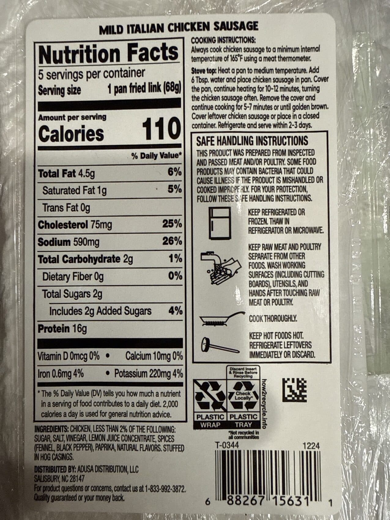 Nature's Promise Mild Italian Chicken Sausage packshot